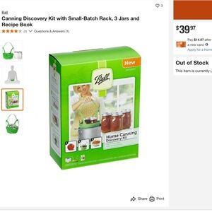 NIB Ball Canning Discovery Kit with Small-Batch Rack, 3 Jars and Recipe Book